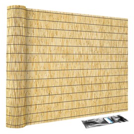 ZNCMRR Bamboo Fencing Decorative Natural Reed Fencing Rolls Fence Roll Bamboo Privacy Screen Panel for Balcony Patio Garden Backyard (5.5X16.4 FT Yellow)