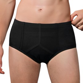 Carer Slip Uomo per Incontinenza, Riutilizzabili e Lavabili in Cotone con Cuscinetto Assorbente 200 ml Anti-perdita per Uso Quotidiano Viaggi e Post-operatorio Nero Taglia XL