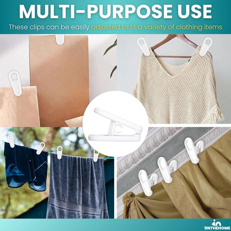 1InTheHome Multi-Purpose Hanger Clips (24 Count) White