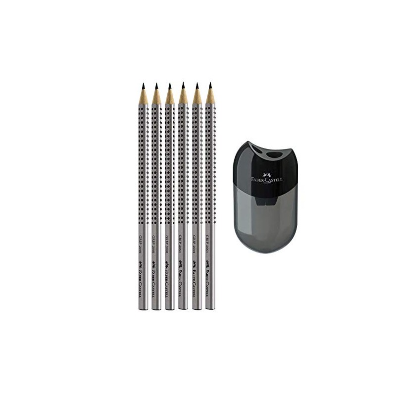 Faber-Castell Grip 2001 Pencil 2B Set of 6 with Double