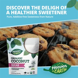 Heaven & Earth Organic Coconut Sugar, 16oz (2 Pack) | Low Glycemic | Unrefined Sugar Alternative | Natural Sweetener | Coconut Palm Sugar