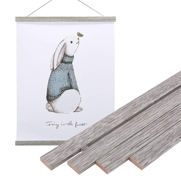 Artmag Magnetic Poster Hanger Frame, Light Wood Wooden Magnet Canvas
