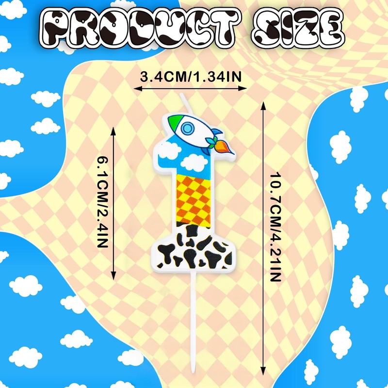 Cartoon Story Birthday Candle Blue Sky White Cloud Rocket Candle