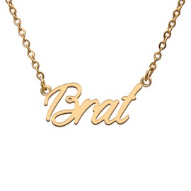 Brat Name Tag Necklaces for Her His Friends Familys Relationship Memory Jewelry Gift