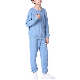 amropi Boy's Tracksuit Set Pullover Sweatshirt Jogging Pants 2 Pieces Sweatsuit Blue, 7-8 Years