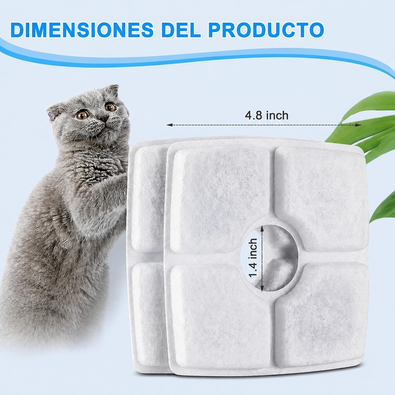 10 Pcs Filtros para Fuentes para Gatos Cuadrada de 84