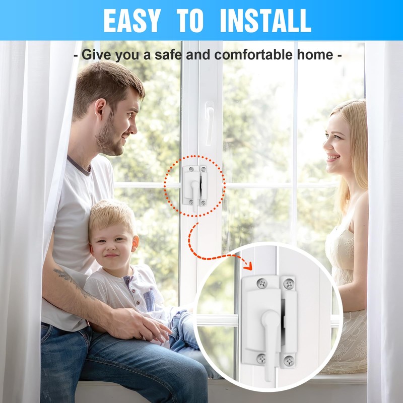 HIMOMO Window Sash Locks, 10 Pack Cam Action White Window