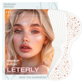 Leterly 24 Pcs Glitter Freckles Face Tattoo,Rose Gold Face Glitter Makeup Patches Cute Sparkle Freckles Patches Waterproof Makeup Speckles for Face Accessories for Women Girls