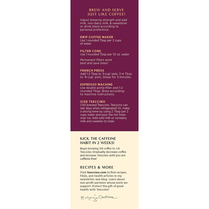 Teeccino Hazelnut Herbal Coffee Alternative,75% Organic Caffeine Free, Non Acidic,11