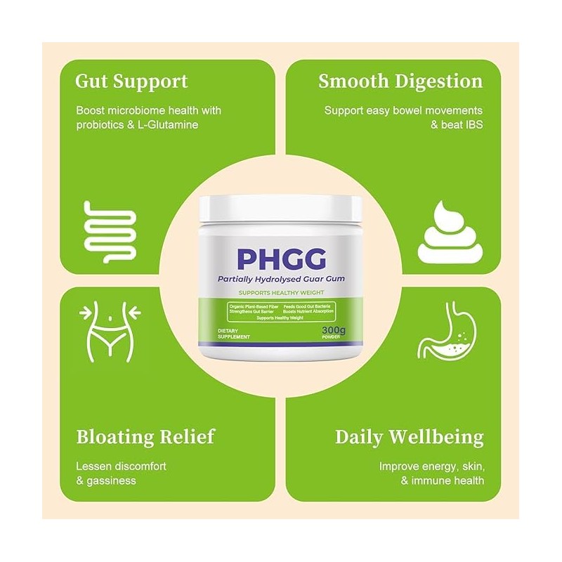 PHGG Partially Hydrolyzed Guar Gum | Organic Sunfiber Soluble Fiber