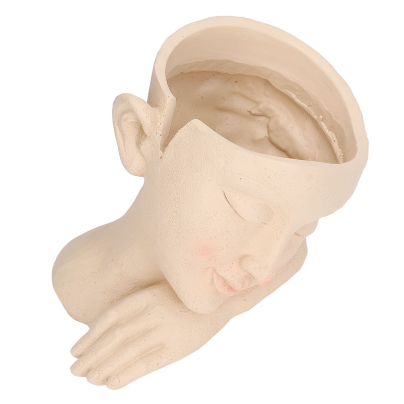 Face Flower Pot Sleeping Girl High Density Resin Drainage Hole