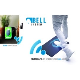 m-e Wireless Sensor Mat with Bell Receiver for Socket | Wireless Alarm Step Mat | Wireless Relief Mat | Size 56 x 36 cm | Mobile Safety & Comfort System as well as Care Aid for Home