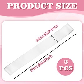 Mabor 3Pcs White Sashes Blank, Plain Pageant Decorate Satin Sashes for Graduation Sash Birthday Bridal Shower Wedding Party Decorations Make Your Own