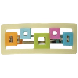 Caravan Puzzle Of Square Colored Boxes In An Open Cream Box Setting All Handmade Barrette