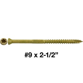 Jake Sales #9 x 2-1/2" Bronze Coated Multipurpose Wood Screw Torx/Star Drive Trim Head (5 POUNDS - 500 Approx. Screw Count) Exterior Coated - ACQ Compatible Wood Screws