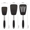 Unbranded 3 pack Hygienic Solid Heat-Resistant Flexible Silicone Spatula, Black