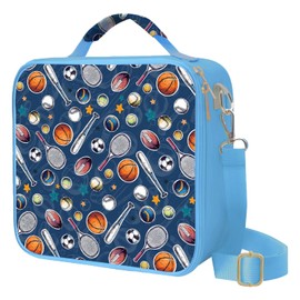 WOBAGMEN Insulated Lunch Box Container for School, Work (blue baseball)