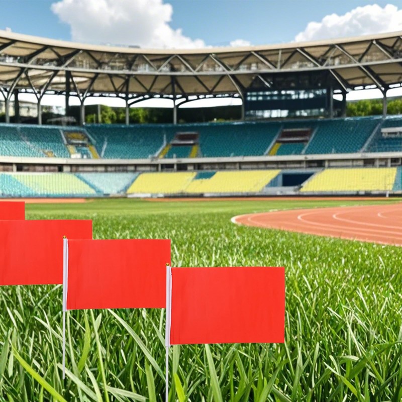 Pack of 12 Mini Plain Red Flags Small Simple Red