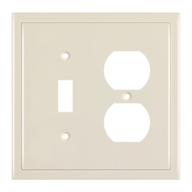 Henne Bery Modern Edge Decorative Wall Plate Switch Plate Outlet Cover, Durable Solid Zinc Alloy (Toggle/Duplex, Light Almond)