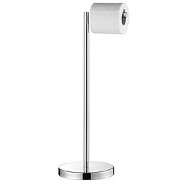 Marmolux Acc - Free Standing Toilet Paper Holder Stand with Storage for 4 Rolls of Toilet Tissue for Bathroom, Stainless Steel (Polished Chrome) 1pc - Bathroom Organizer - Toilet Paper Storage