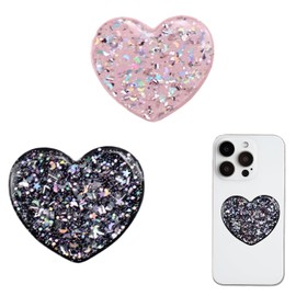 Set of 2 Heart-Shaped Phone Grip Holders – Cute Phone Stands with Kickstand for Smartphones, Anti-Drop Finger Holder for Girls & Women