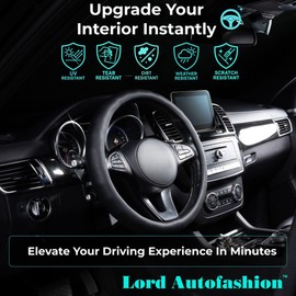 Lord AutoFashion Steering Wheel Cover – PU Leather, Non-Slip Rubber Inner, All-Season Comfort – Black – Size M 14.5–15 Inch (8399)