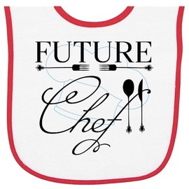 inktastic Future Chef with Silverware and Hat Baby Terry Cloth Bib White and Red 2a34c
