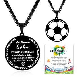 VU100 Son Necklace Gifts for Son Football/Basketball Necklace for Boy To My Son Necklace Gifts for Son from Mum Dad Inspirational Gifts Birthday Gifts for Son Boy, Stainless Steel, No Gemstone