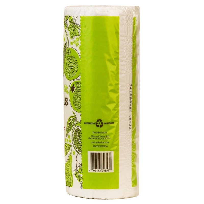 Natural Value 100% Recycled Paper Towels, Single Roll 2 ply