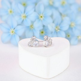 White Gold Plated S925 Sterling Silver Bow Mouse Stud Earrings Sparkling CZ Fun Mouse Design Cute Animal Jewelry for Daughter Mom Wife Girlfriend Birthday Party