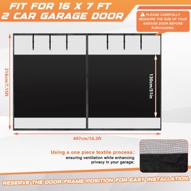 SmoothNovelty Privacy Magnetic Garage Door Screen for 2 Car Garage 16 x 7 ft Heavy Duty Weighted Bottom Screen Doors for Doorway to Keeps Bugs Out