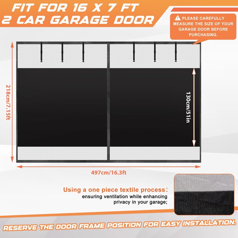 SmoothNovelty Privacy Magnetic Garage Door Screen for 2 Car Garage