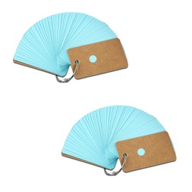 WUMUZAI 100 Pieces 4 x 7 cm Small Blank Double Sided Unlined Flashcards with Rings and Lid for Study Business Blue