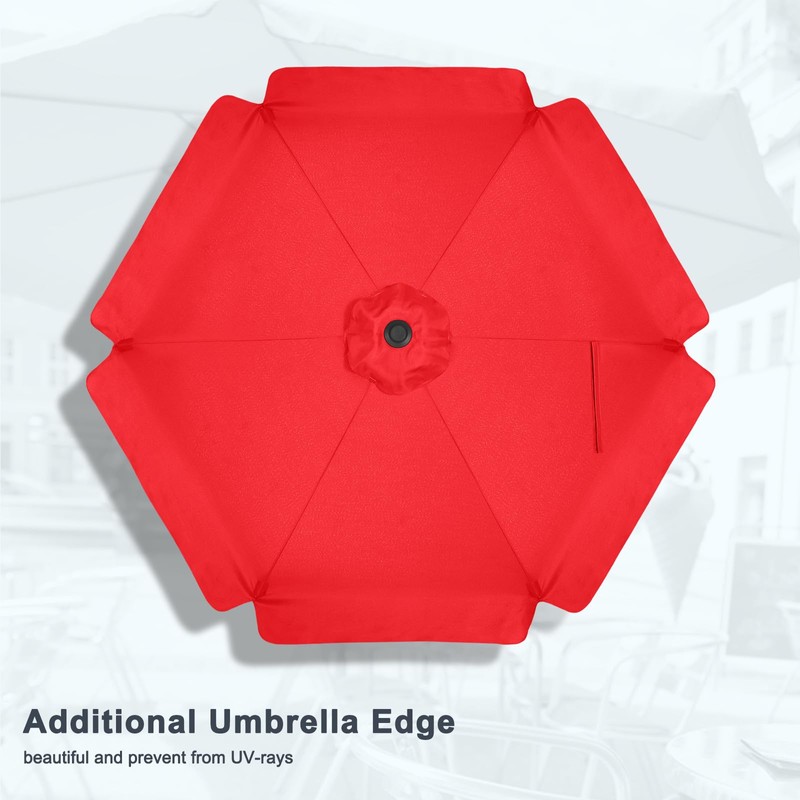 MASTERCANOPY Valance Patio Umbrella for Outdoor Table Market (7.5ft, Red)