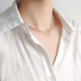 BaubleStar Women's stainless steel link chain necklace in rose gold, multi-layer suitable, Stainless Steel