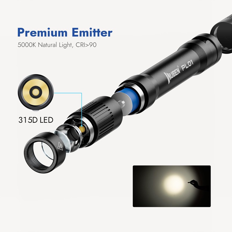 WUBEN PL01 Pen Light, 650 Lumens Pocket EDC Flashlight Rechargeable,