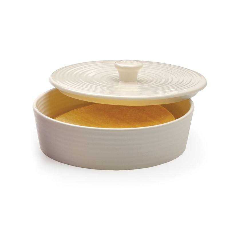 RSVP International Stoneware Tortilla Warmer & Server with Lid, Dishwasher,