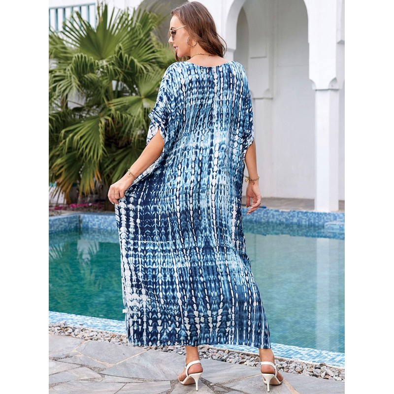 IMAGEKOPE - Traje de baño largo con estampado de caftanes