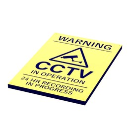 CCTV In Operation, Warning, Security, Sign, Notice, Black and Yellow - Indoor and Outdoor use, waterproof, with drill holes (Large & Medium Sizes) (Modified Acrylic, 29.5 cm x 19.5 cm)