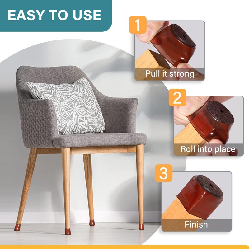 Ansible 24 Pcs Chair Leg Floor Protectors Round