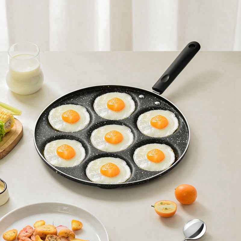 Hyuduo Aebleskiver Pan with 7 Holes, Non Stick Fried Eggs