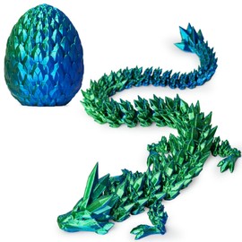 3D Prited Dragon,3D Printed Dragon in Egg, Home Office Decor Executive Desk Toys， Fidget Toys for Adults and Kids (Blue&Green)