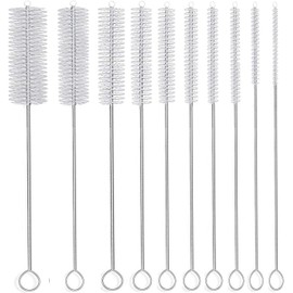 Cepillo para Polvo Largo de Pajita, Limpiador de Tubos de Nailon, 8-ihch 10 diámetros Diferentes, Juego de 10