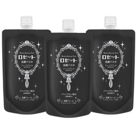 Rosette Facial Cleansing Pasta, Deep Black, 8.5 oz (240 g), Double Large Capacity, Set of 3, Pores, Square Plug