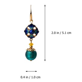 Women Cloisonne Earring Vintage Metal Dangle Earrings with Hollowed Flower Bead Pendant Elegant Chinese Eardrop Rreto Ear Jewelry for Parties Banquets Earring Accessory