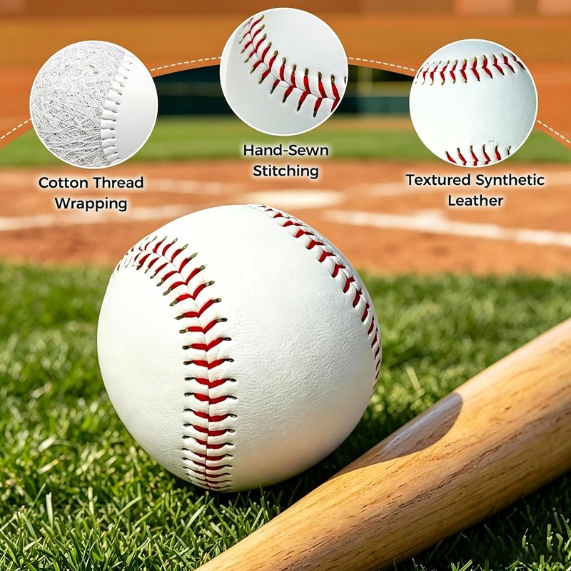 KIQAWEE 2 Pack Base Ball Standard Hard Leather 9 Inch