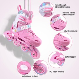 Adjustable Inline Skates for Boys Girls with Full Light Up Wheels, Roller Blades Skates for Kids Women Men Size Beginners Outdoor and Indoor