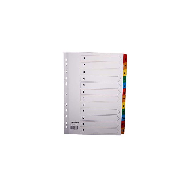 Exacompta Guildhall Multi-Coloured Dividers, 12 Part