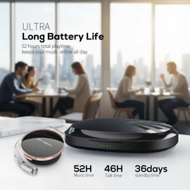 Over Ear Earphones, Bluetooth 5.4, Clip Headphones, Wireless Headphones, Over Ear, Up to 52 Hours of Continuous Playback, Lightweight Sports Headset, For Commuting, Jogging, Office Use, Comfortable Wearing