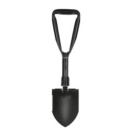 ANSAIRUI Folding Multifunctional Shovel with Storage Bag, Black, When Folded: Approx. 7.5 x 4.5 inches (19 x 11.5 cm), Total Length (When in Use): Approx. 18.3 inches (46.5 cm), Saw, Shovel, Spurs